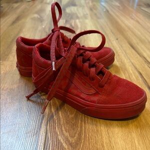 Vans Red Sneakers Low-Top Suede Casual